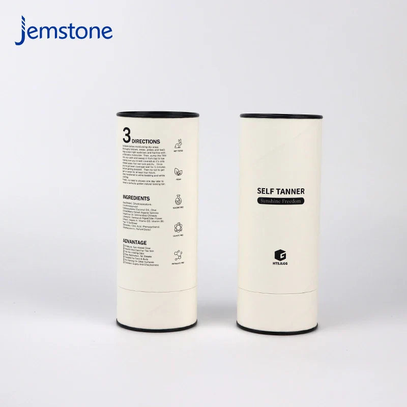 Custom White Kraft Skincare Sunscreen Lotion Perfume Bottle Cylinder Packaging Box Cosmetic Round Cardboard Tube Packaging