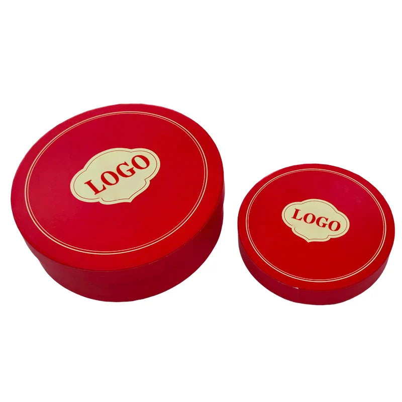 Custom Luxury Decorative Two Piece Empty Rigid Round Hard Gift Present Paper Cardboard Circle Lid and Base Box Packaging