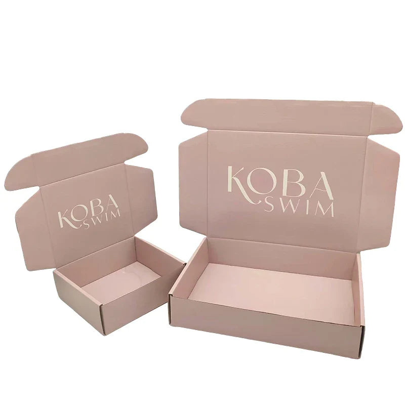Custom Luxury Clothing Recycled Emballage Carton Gold Foil Logo Full Printing Box Postal Shipping Packaging Pink Paper Boxes