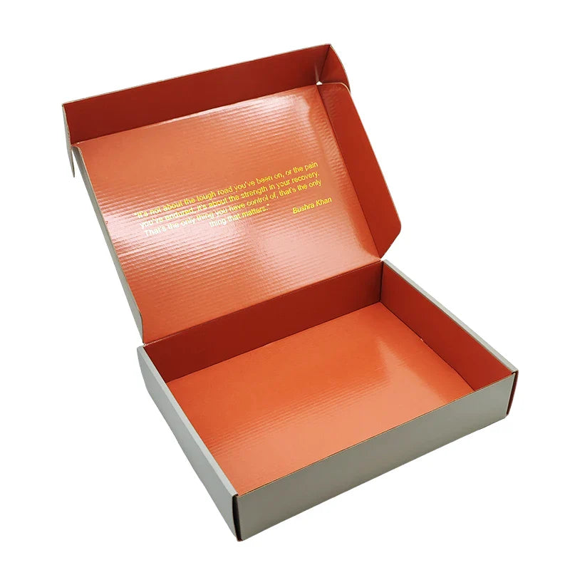 Wholesale Luxury Gold Foil Design Printed Custom Matte Grey Corrugated Cardboard Shipping Clothing Packing Box