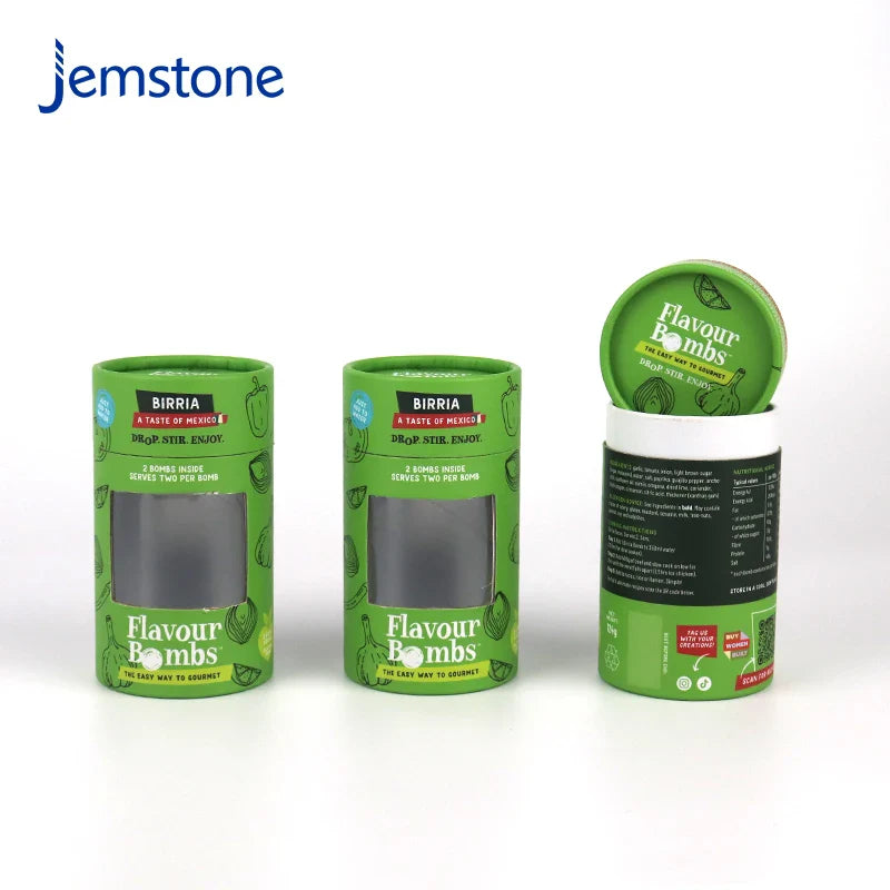 Eco-Friendly  Kraft Cardboard Cylinder Box Packaging with Window Custom Luxury Food Tea Coffee Candle Paper Tube Packaging