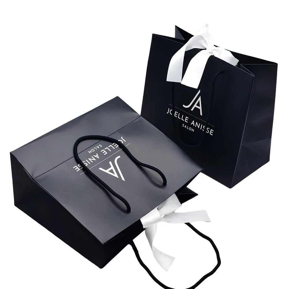 Wholesale Custom Logo Bolsas De Regalo White Black Sac Cadeau Shopping Jewelry Paper Bag With Handles Bolsa De Papel