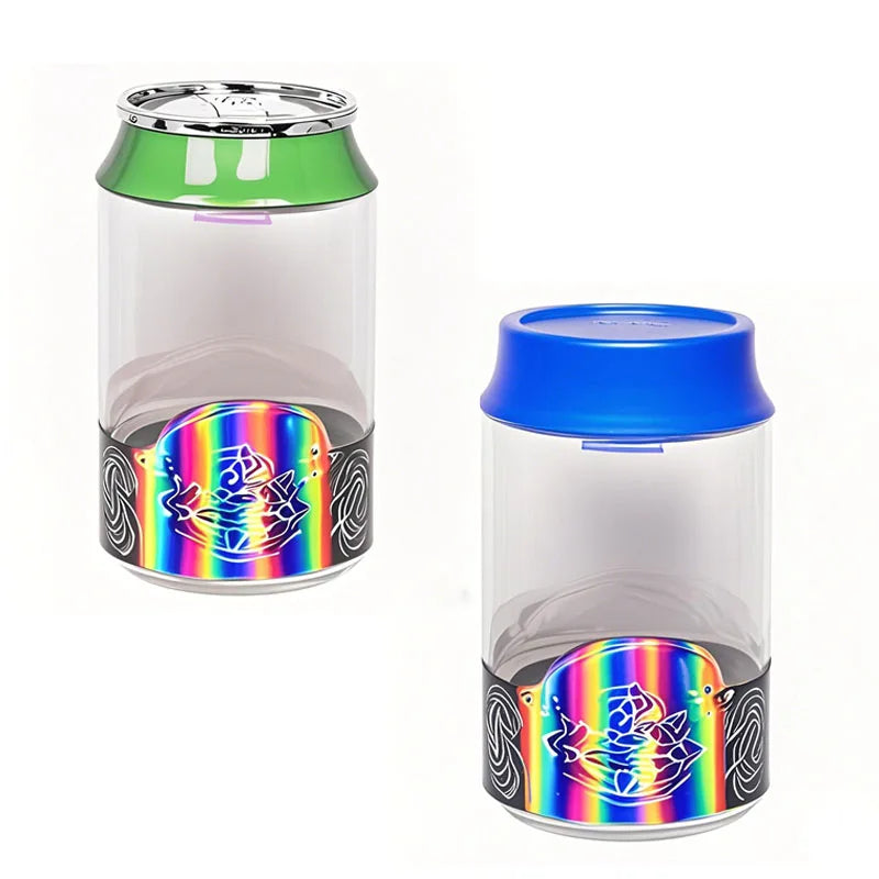 Custom 90ml Plastic Clear 3.5g Mini Soda Can Packaging Leaf Bottom PE Jars with Lids for Cosmetics