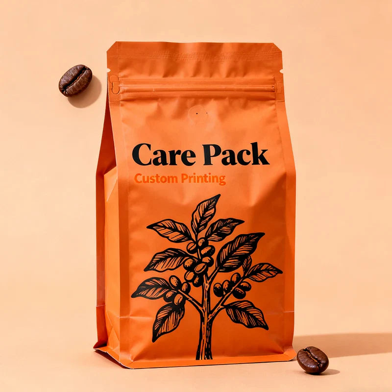 Wholesale Flat-bottomed Coffee Composable Pouches Quad Bottom PE Tea Packaging Bolsa De Cafe With Valve