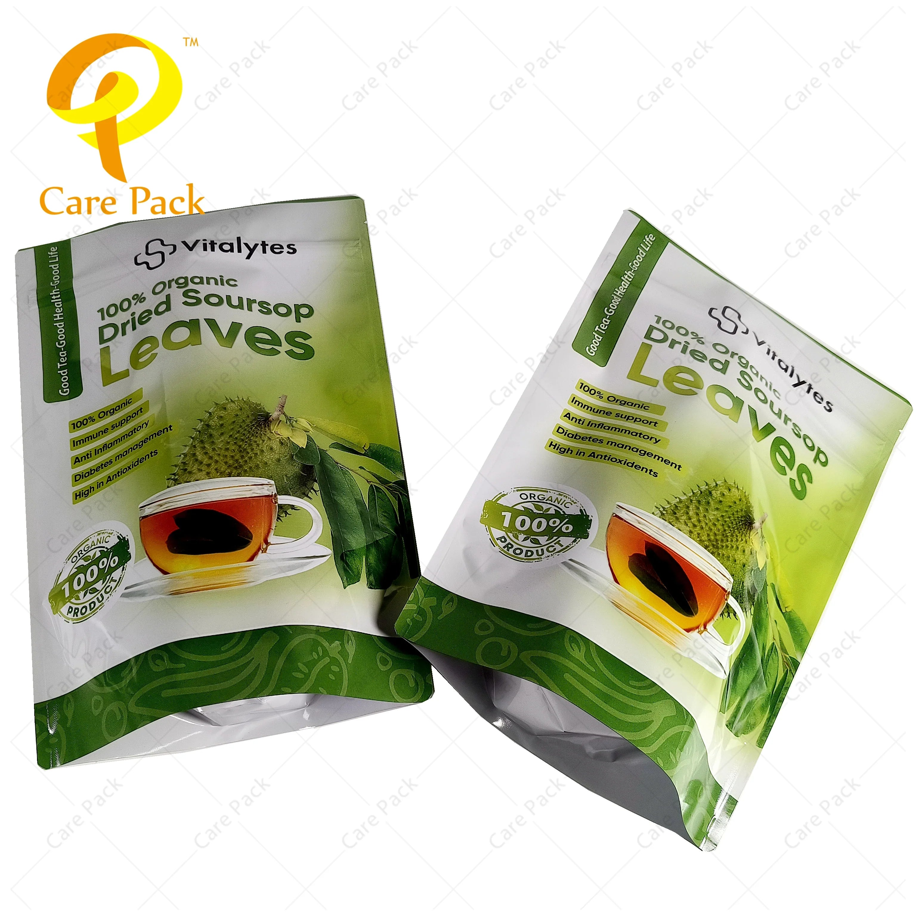 High Quality Stand up Pouch With Zipper for Tea Leaf Coffee Bean Powder Health Care Heat Seal Customize Flat Bag