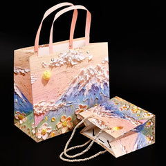 2024 Custom Fashion New Style Design Flat Stereo Oil Painting Effect Handbag Specific Paper Bag
