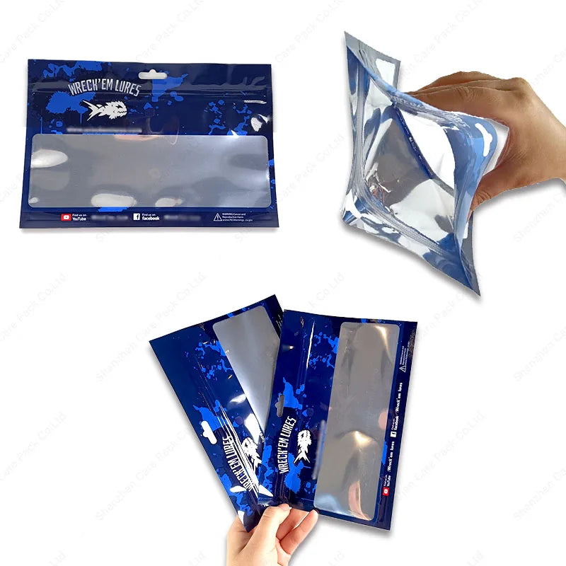 Customized Silicone Baits Pack Plastic Pouch Fish Feed Bolsas Packaging Bags With Euro Hole