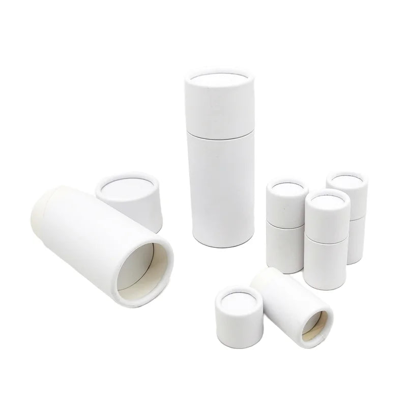 Custom 100% Recyclable Kraft Cardboard Paper Tube Strong Bio-Degradable for Lip Balm Available White Black Cosmetics