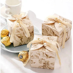 Gold Silver Luxury Birthday Party Wedding Favor Packaging Glitter Paper Gift Box Bag Sweet Candy Boxes With Ribbon Kid Guests