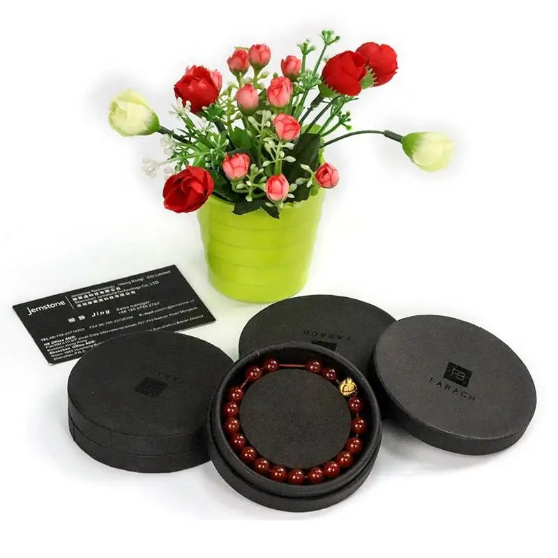 Custom Round Suede Velvet Wedding Earring Ring Necklace Pink 4-layer Circle Box Round Jewellery Box