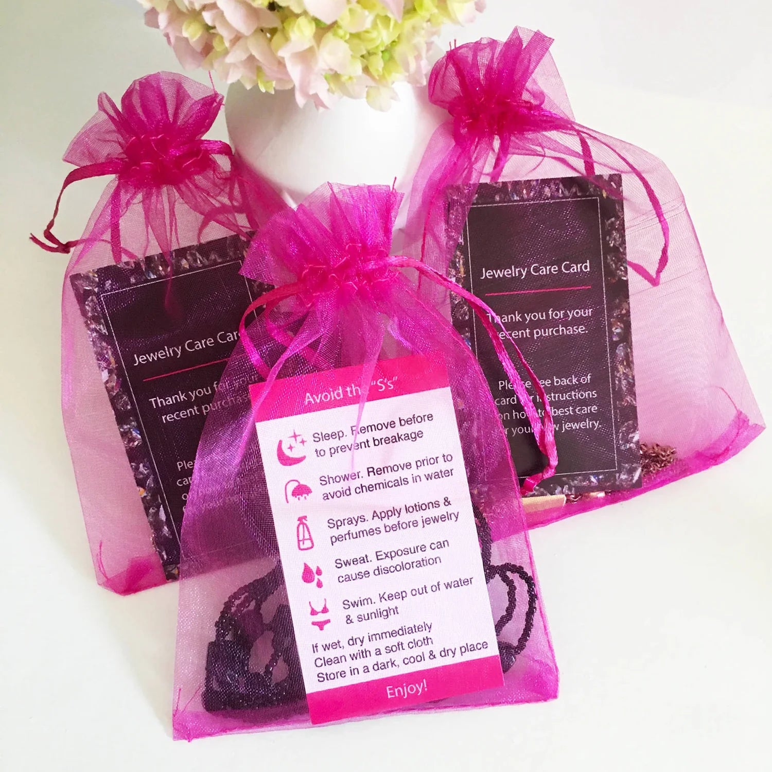 Professional Custom Printing Luxury Gold Foil White Black Paper Jewelry Care Instructions Card Thank You Card for Small Business