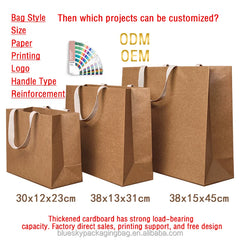 OEM/ODM Customized Brand Brown Paper Bags for Food Shopping Bag with Own logo Kraft Paper Bag Eco Friendly Tote Bag with Handle