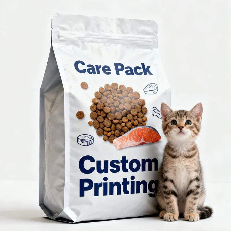 Customized 5lb 20lb 40lb Food Grade Animal Ziplock Square Plastic Flat Bottom Pet Treat Food Packaging Pouch