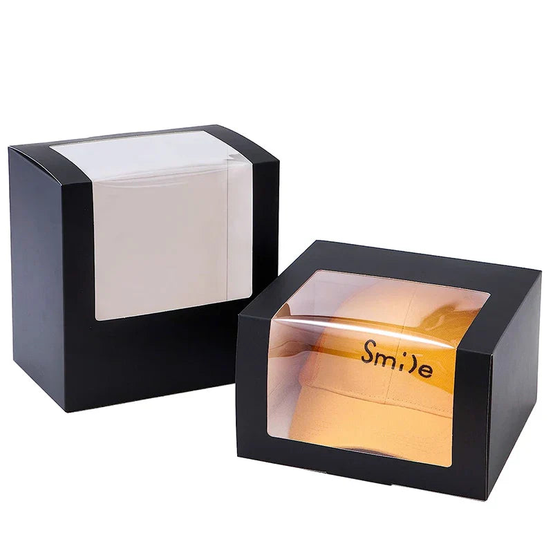 Hot Sale Custom Paper Hat Packaging Baseball Caps Gift Box with clear Window