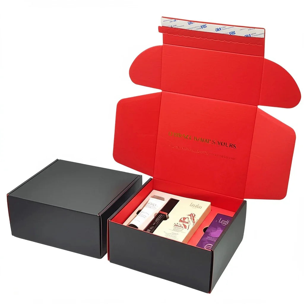 Custom Embossed Logo Corrugated Skincare Cosmetic Bottle Paper Mailer Boxes Packaging Cardboard Shipping Box With Logo Insert