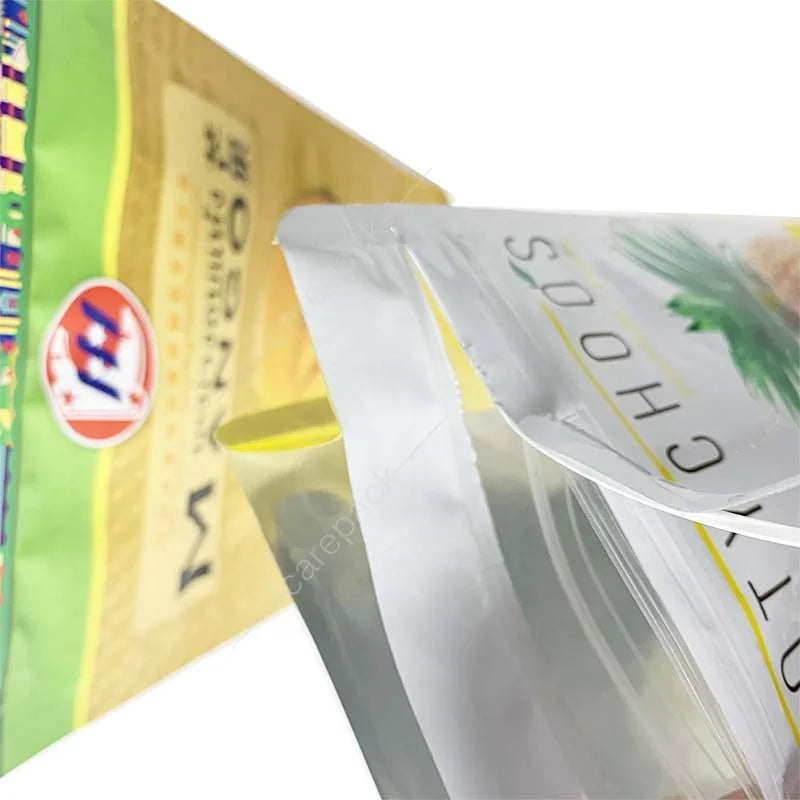 Custom Printed Reusable Dried Mango Pineapple Fruit Packaging Square Bottom Eight Side sealed Bag with Easy Tear Zipper