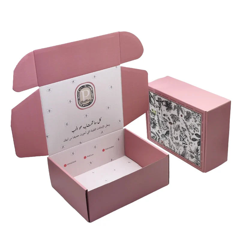 Custom Corrugated Mailer Gift Fold Box Oem Factory Gym Clothing Package Shipping Mailing Boxes With Thank You Card and Paper Bag