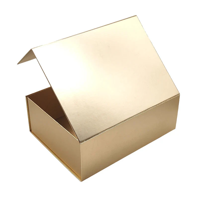 Custom Logo Design Matte Gold Foil Large Rigid Paper Cardboard Gift Packaging Magnetic Folding Box for Wedding Dress Clothes