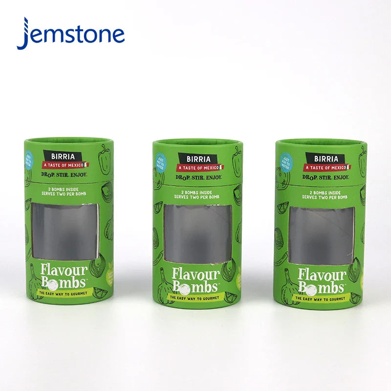 Eco-Friendly  Kraft Cardboard Cylinder Box Packaging with Window Custom Luxury Food Tea Coffee Candle Paper Tube Packaging