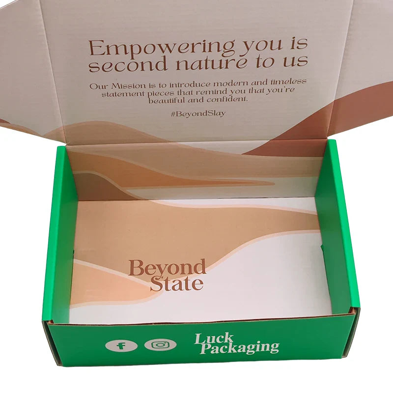 Eco-Friendly Green Zipper Cosmetic Packaging Gift Box for Shipping Mailing Skin Care Makeup with Matt Lamination Sponge Liner