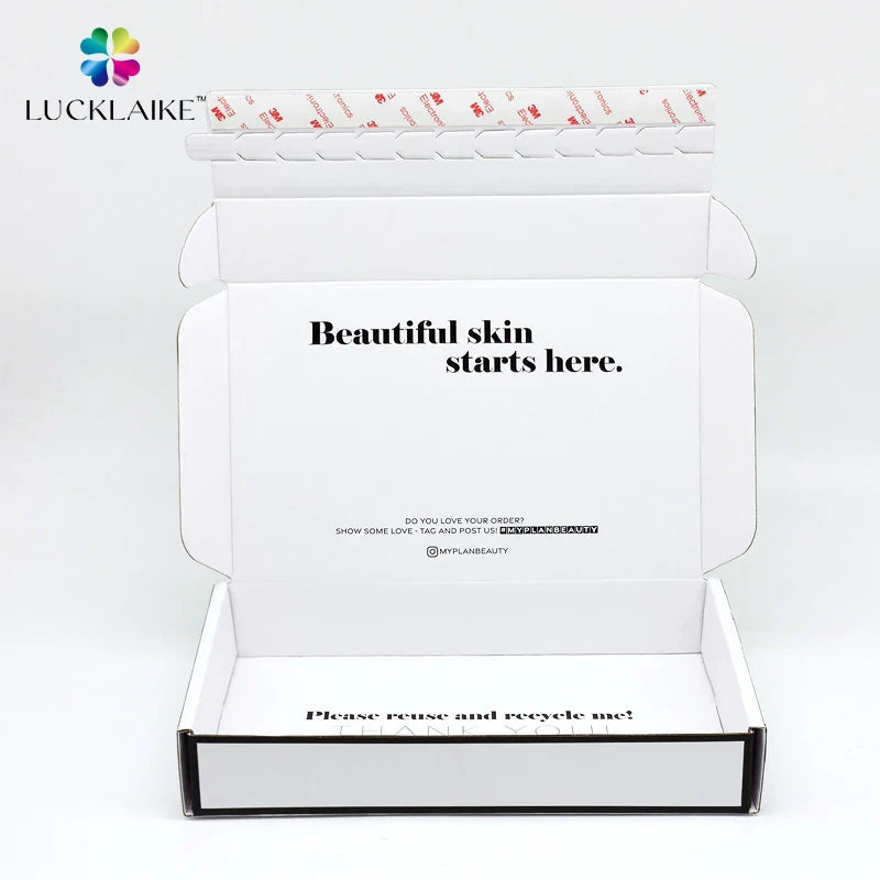 Custom White Corrugated Package Shipping Mailing Packing Boxes Small Beauty Mailer Emballage Carton Clothing Box