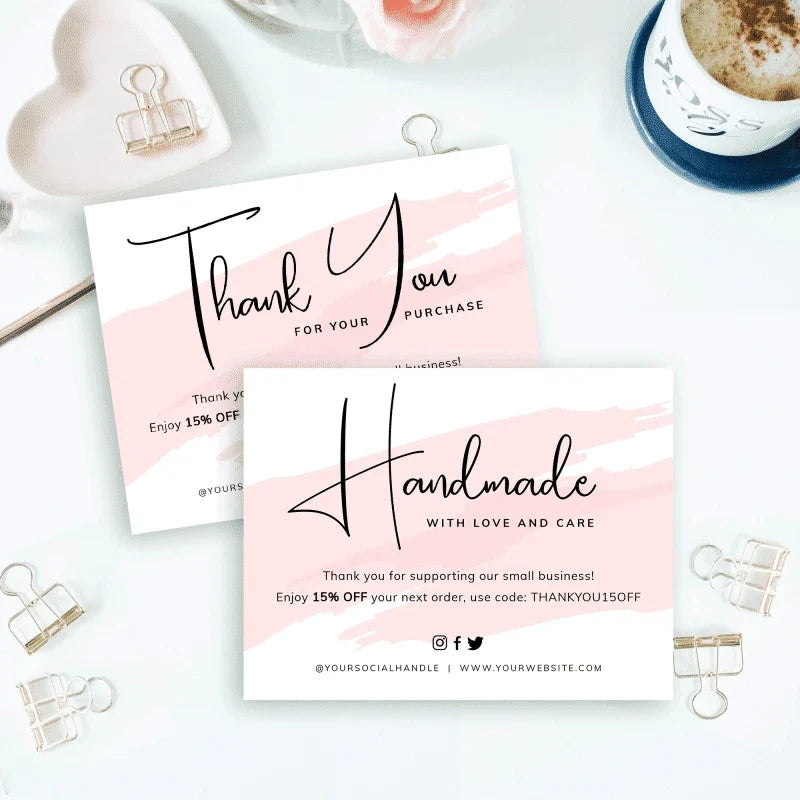 Custom Luxury Design Thank You Cards Jewelry Care Card Printable Instruction for Small Business Care Card