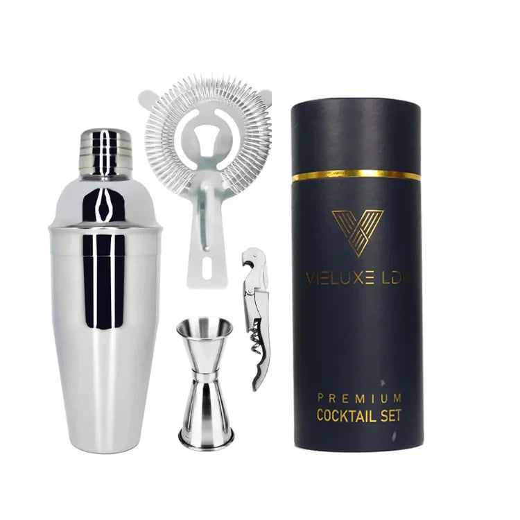 Custom Recycle Printed Glass Boston Cups Bottle Cocktail Shaker Set Paper Tube Wine Paper Tube