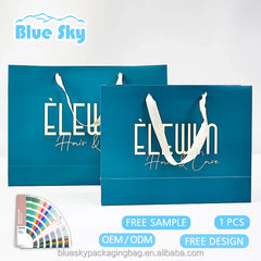 Recycled Blue Paper Shopping Bag - Biodegradable & Reusable, Bulk Wholesale for Stores & Events (Multiple Sizes)