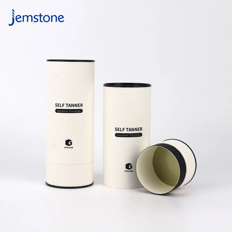 Custom White Kraft Skincare Sunscreen Lotion Perfume Bottle Cylinder Packaging Box Cosmetic Round Cardboard Tube Packaging