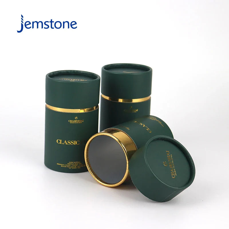 Custom Eco Luxury Candle Kraft Cardboard Tube Perfume Cylinder Box Packaging Food Coffee Paper Tube with Gold Foil for Tea