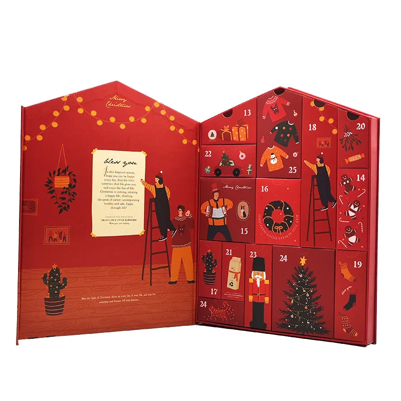 Custom Handmade Empty Drawer Make up Chocolate Candy Cosmetics 24 Days Christmas Advent Calendar Packaging Gift Box