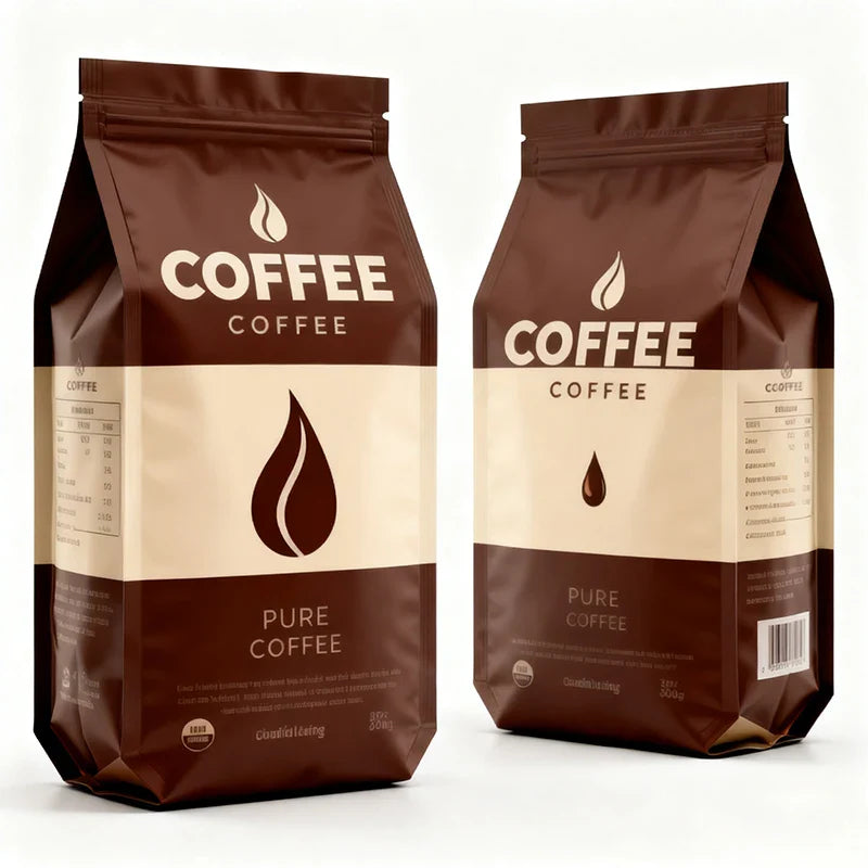 Flat Bottom Coffee Beans Pouches Powder Eight Side Seal Foil PE Composite 350g 5lb Tea Bean Square Zipper Bags With Air Valve