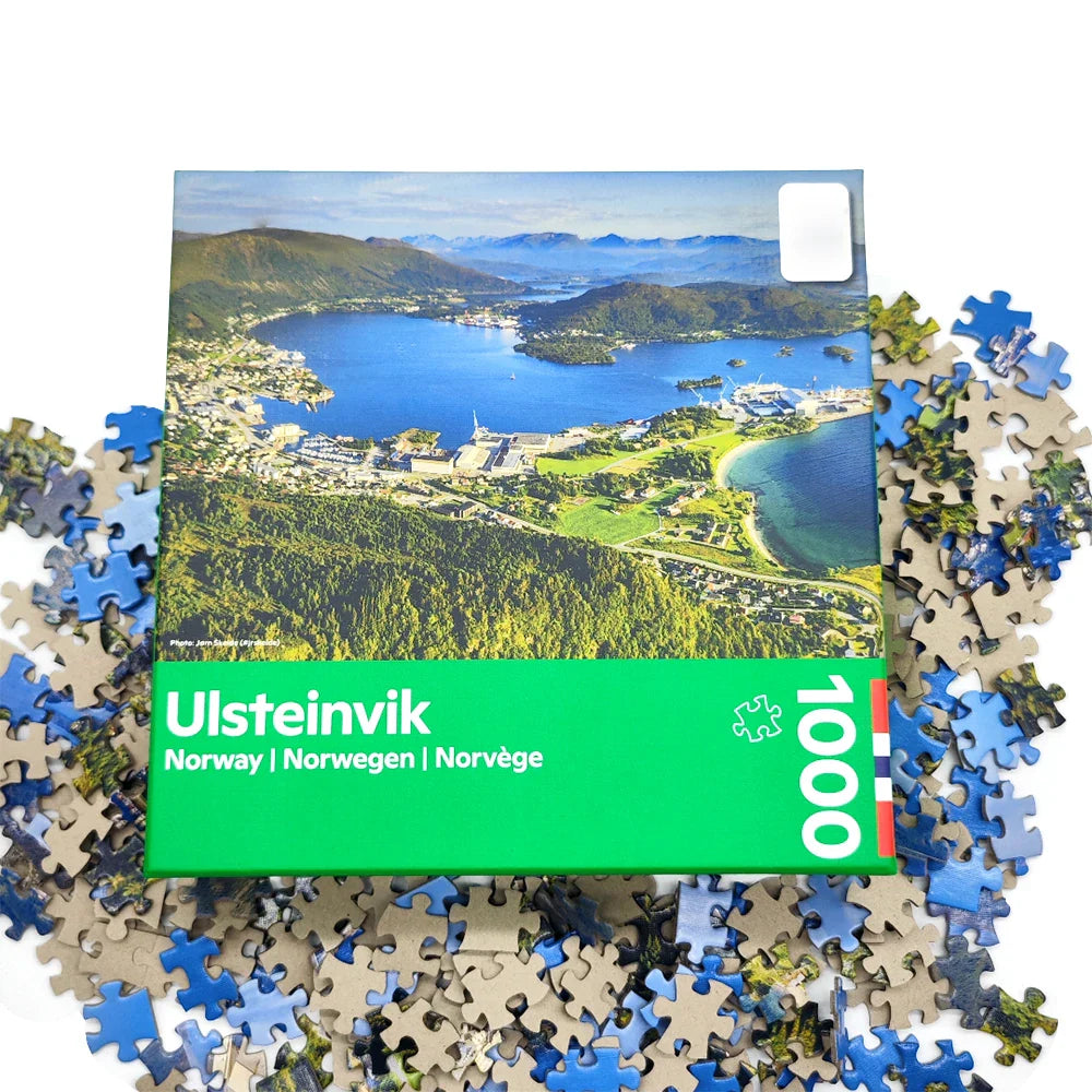 Custom Printing 68X48 High Quality Ulsteinvik Island 1000 Pcs Adulte Cardboard Jigsaw Puzzle Board Games