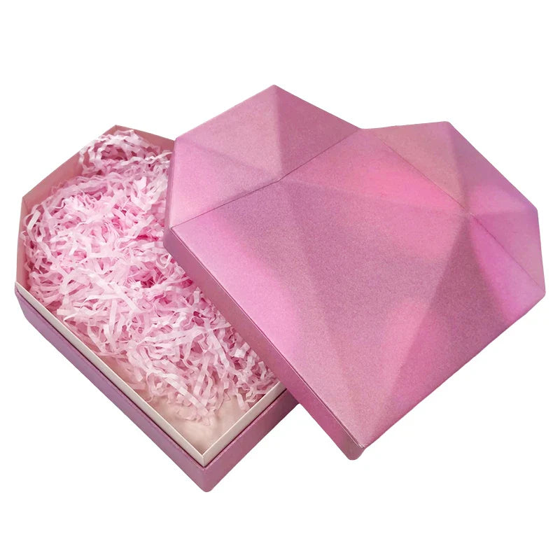 Customized Lid and Base Rigid Gift Cardboard Valentine Gift Paper Packing Pink Heart Shaped Box for Candy Break Chocolate