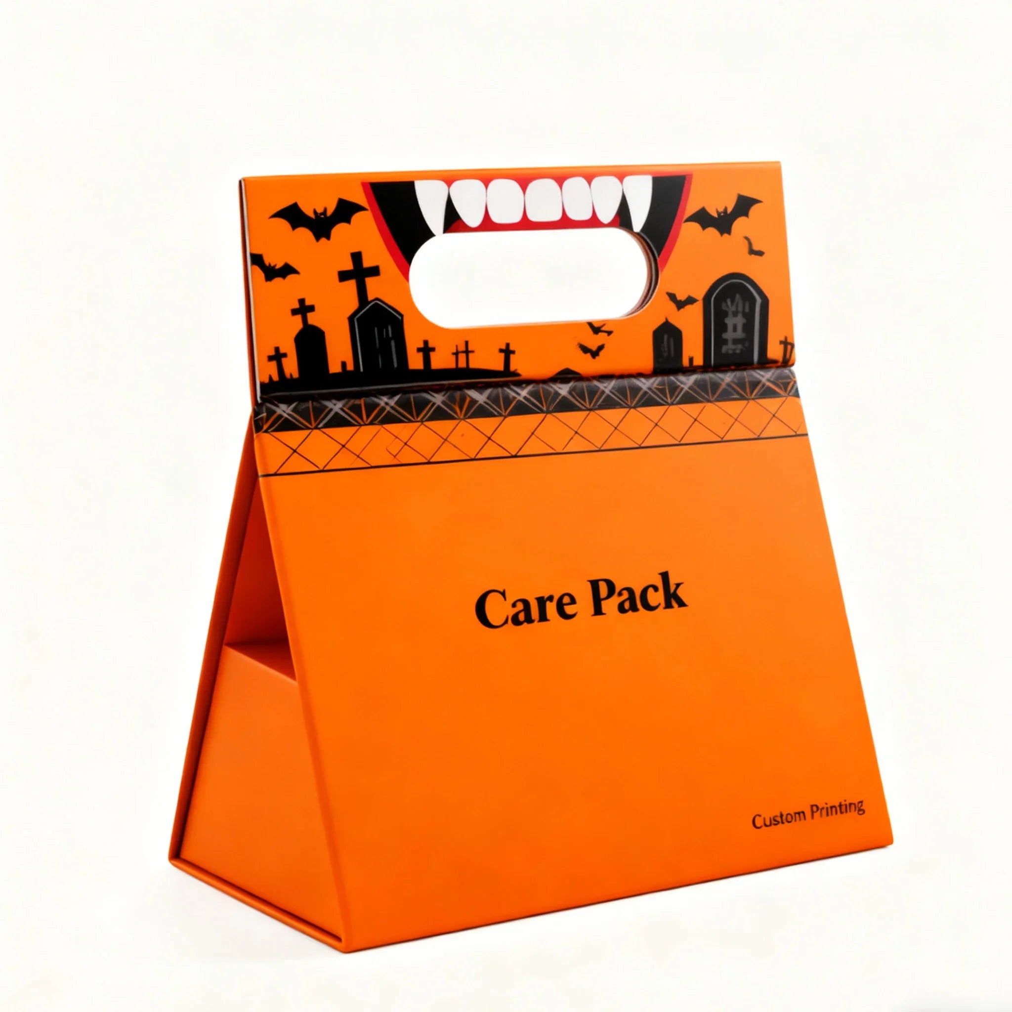 Personalized Halloween Textured Cardboard Handmade Foldable Collapsible Triangular Gift Perfume Box With Handle