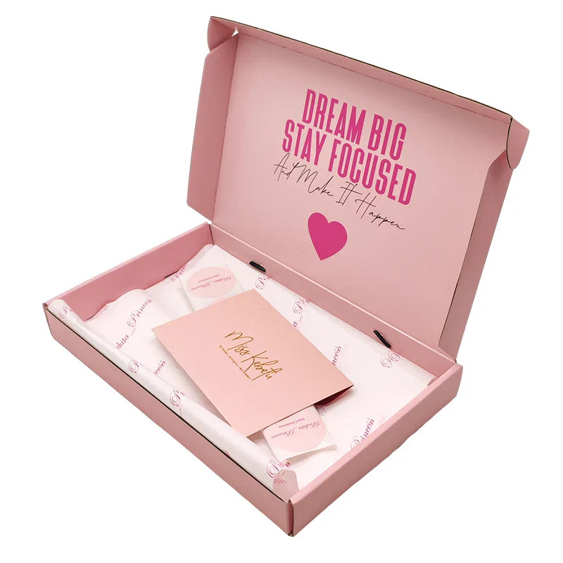 Customized pink Color Folding Packiging Paper Press on Nail Perfume Eyelash Jewelry Box Packaging Luxury with logo