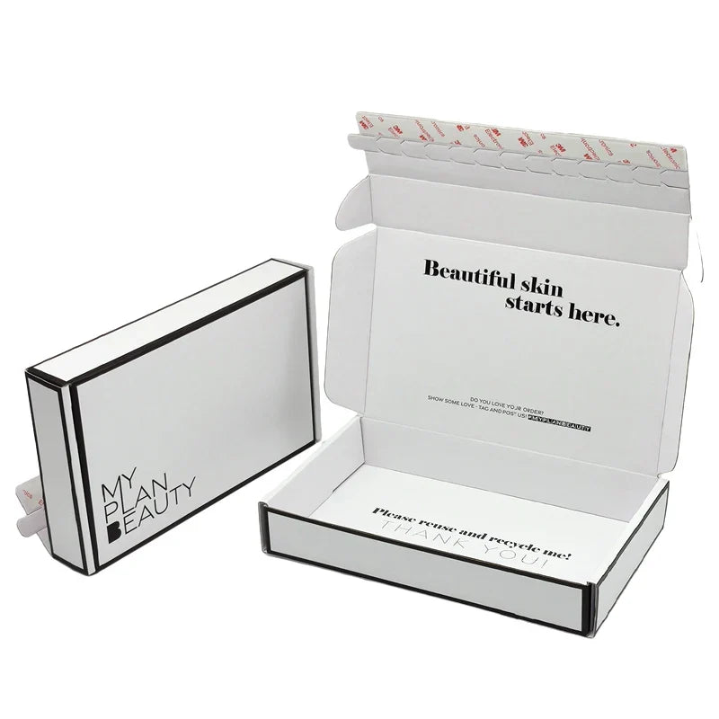 Corrugated Paper Skincare Packaging Adhesive Tear Strip Self Sealing Mailer Shipping Gift Box With Custom Logo