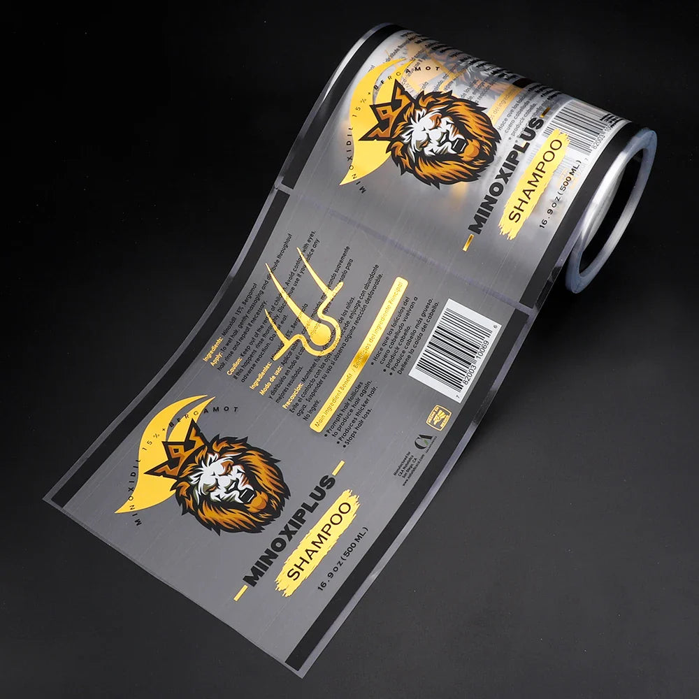 Customized Clear Backing Bopp Viny Gold Foil Logo Printing Shampoo Sticker Roll Label for Hair Oil Bottles With Custom Label