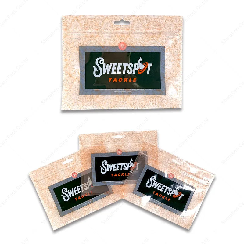 Custom Logo Printed Plastic Soft Fish Lure Packaging Bag With Zipper Glossy Flat Pouch Tackle Bait Three Side Sealed Bag