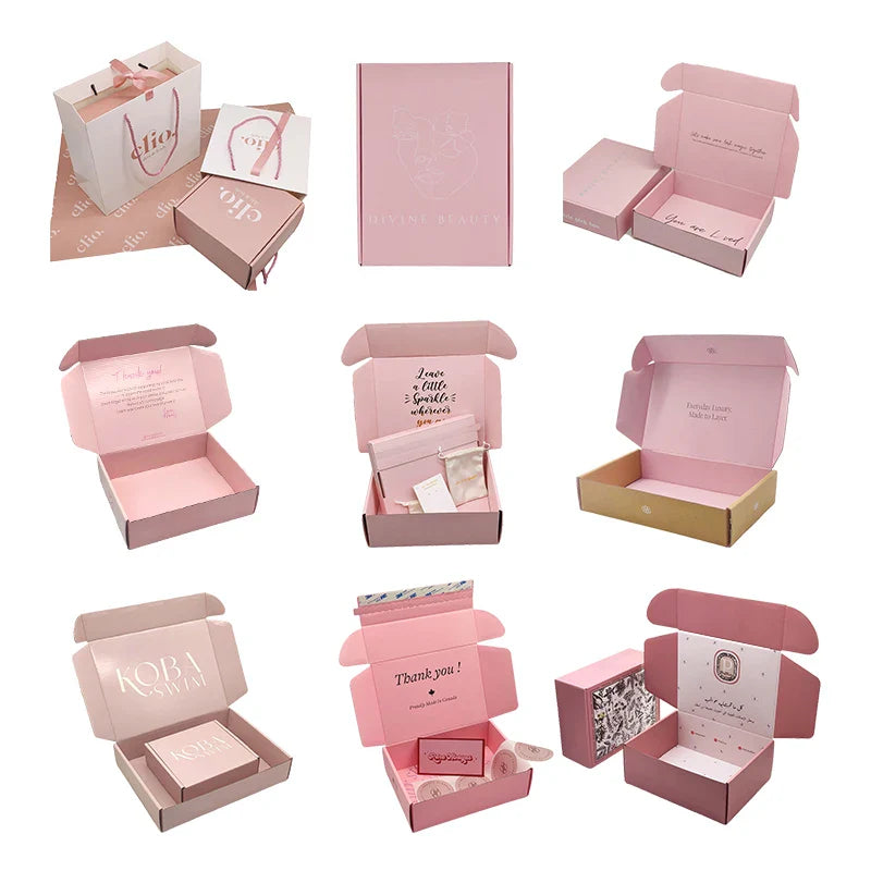 Custom Printing Recycled Hot Pink Mailers Box Printing Paper Packing Delivery Box Packaging Private Label Shipping Boxes