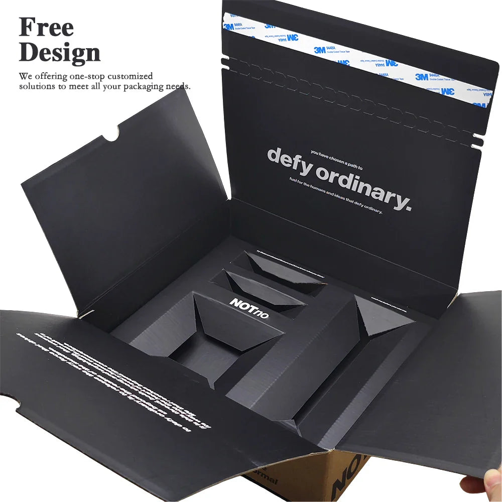Customized Branded Printed Zipper Mailer Gift Paper Skin Care Cosmetic Luxury Kraft Black Boxes Packaging with Paper Insert