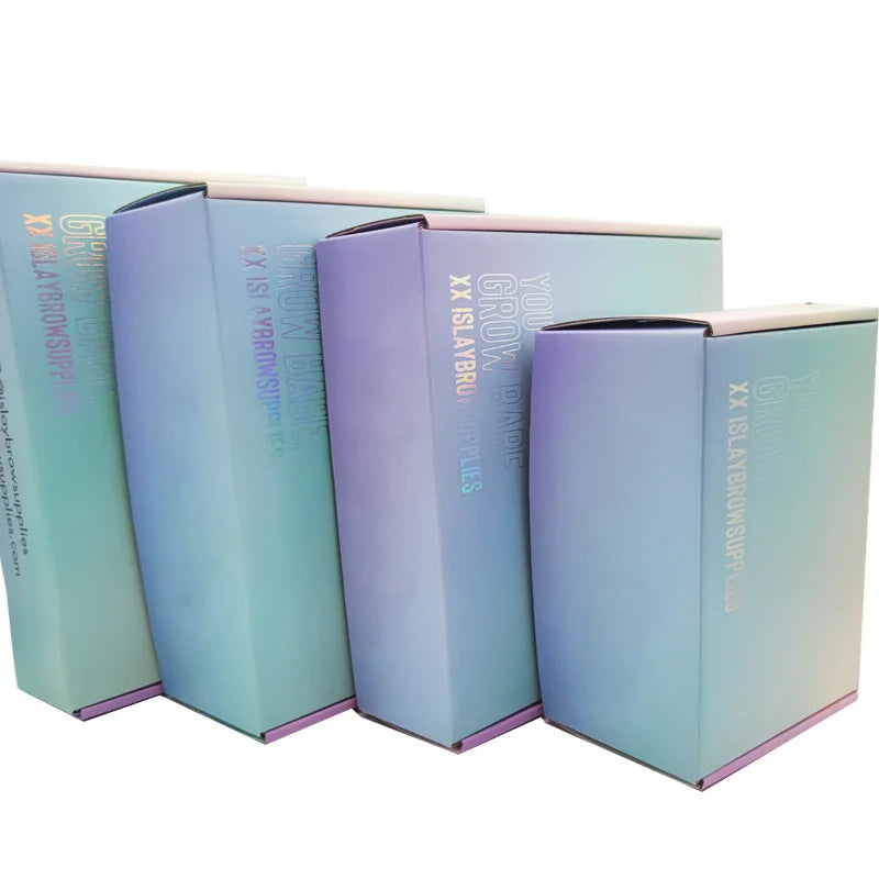 Luxury Holographic Paper Packaging Cardboard Custom Logo Iridescent Pink Hologram Mailer Shipping Boxes
