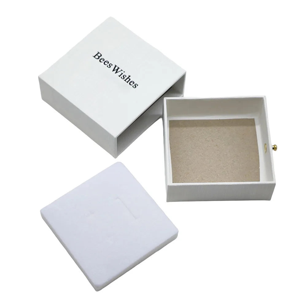 Luxury Personalized Handmade Mini Cardboard Drawer Embossed White Jewelry Ring Earrings Packaging Gift Boxes with logo