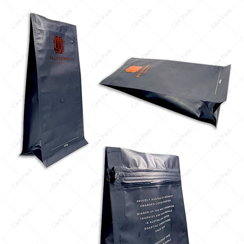 Customized Logo Wholesale Coffee Bean Aluminum Plating 250g 500g 1000g Packing Bags With Hot Stamping
