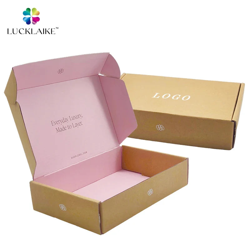 Guangdong Eco-friendly Recycle Brown Kraft Pink Paper Folding Mailer Box Corrugated Cardboard Box Custom logo Shipping Boxes