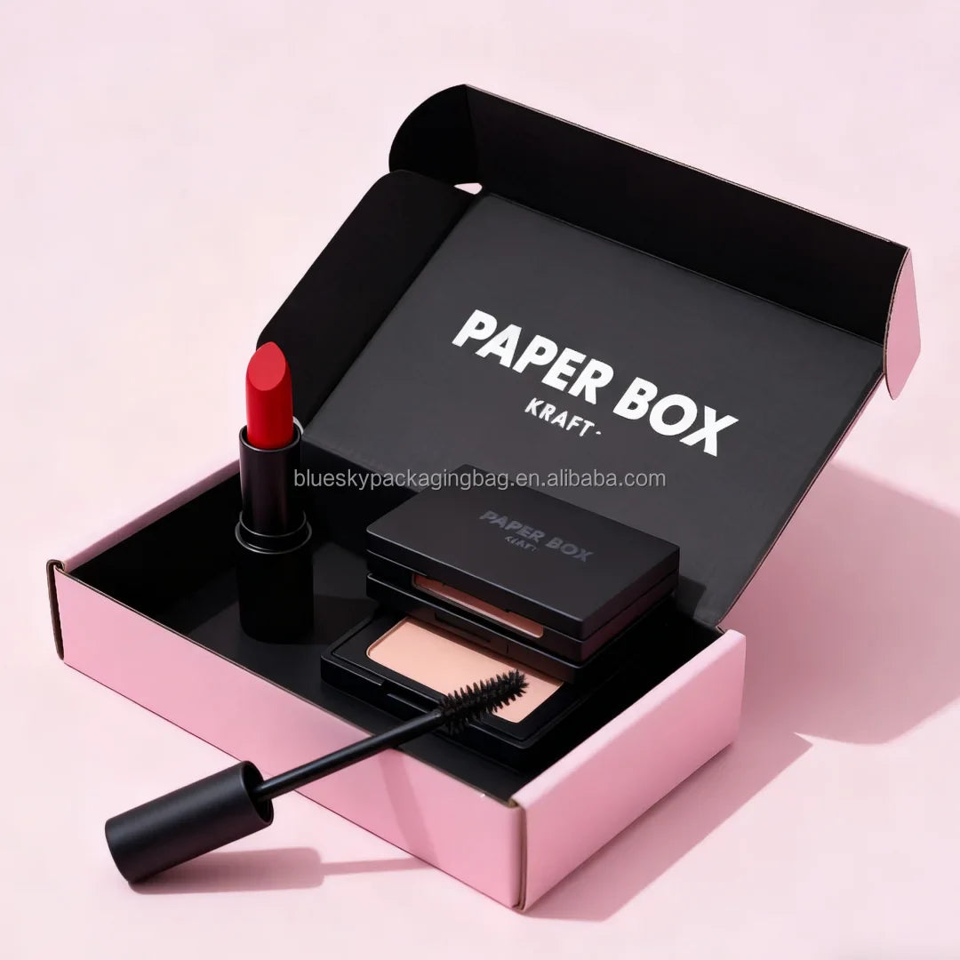 Airplane Fold Packaging Box Pink Corrugated Paper Box Customized Jewelry Nail Storage Gift Box Shipping Cardboard Printed Logo