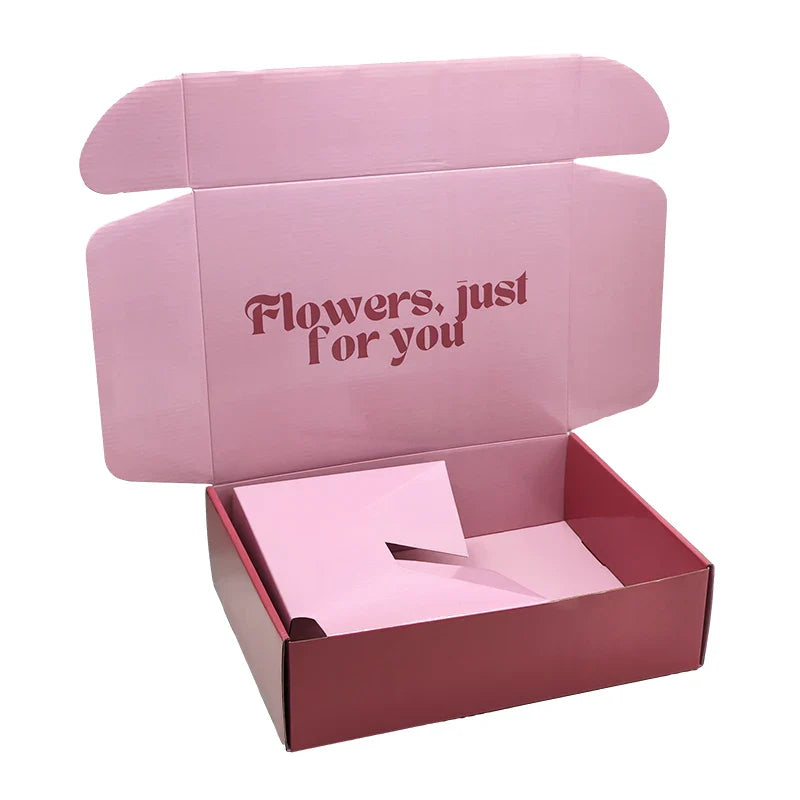 Custom Printed Carton Corrugated Cardboard Shipping Parcel Mom Gift Paper Packaging Floral Flower Boxes for Flowers Bouquets