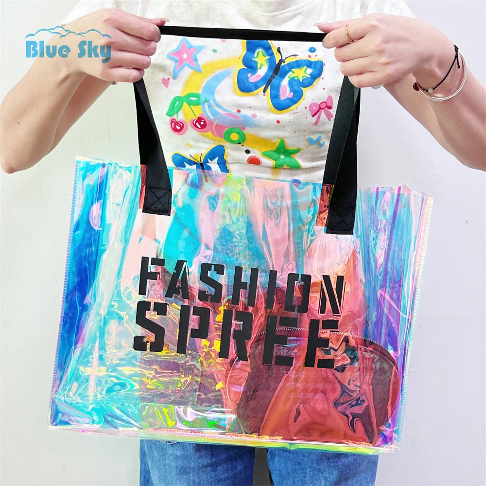 Wholesale Laser Holographic PVC Tote Bags Fashion Shopping PVC Holographic Shoulder Bag