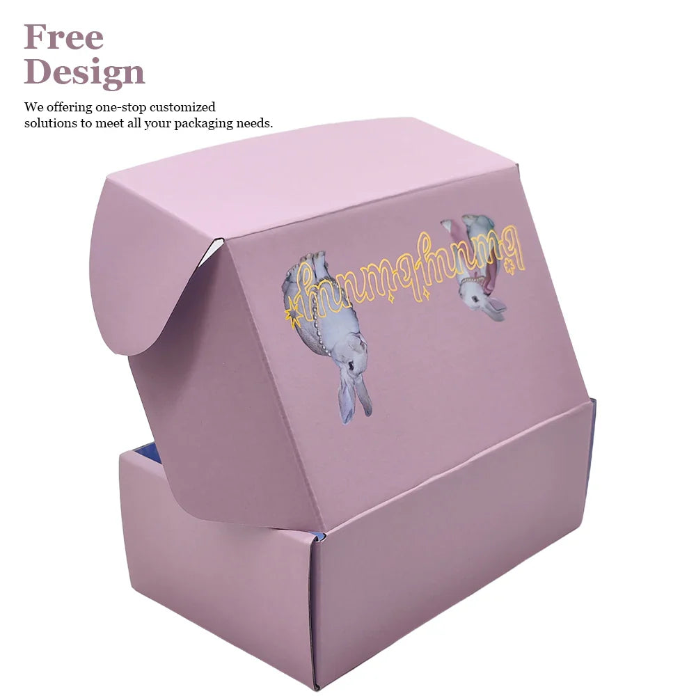 Custom Corrugated Mailer Cardboard Hot Stamping Pink Shipping Boxes for Clothing Shoe Perfume Packaging Paper Boxes for Business