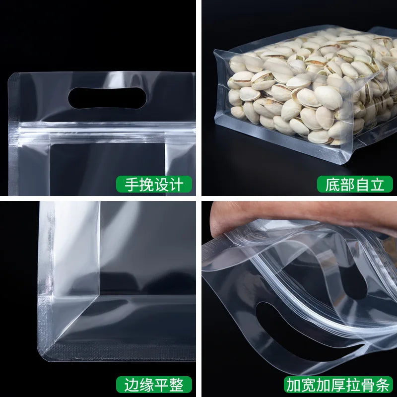 Transparent Clear Block Box Ziplock Food Packaging Bags 8 Side Seal Plastic Poly Moisture-Proof for Pet Food